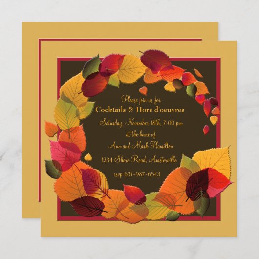 Autumn Wreath Invitation Kaart (Voorkant / Achterkant)