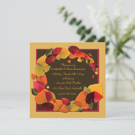 Autumn Wreath Invitation Kaart (Staand voorkant)