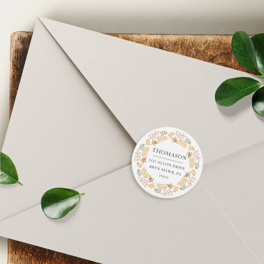 Autumn Wreath Return Address Ronde Sticker