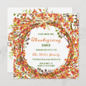 Autumn Wreath Thanksgiving Dinner Invitation Kaart (Voorkant / Achterkant)