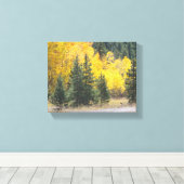 Autumn Yellow Aspen Trees Mountain Landscape Foto Canvas Afdruk (Insitu (Houten vloer))
