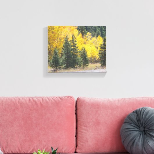 Autumn Yellow Aspen Trees Mountain Landscape Foto Canvas Afdruk (Insitu (Woonkamer))