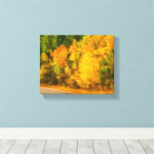 Autumn Yellow Aspen Trees Mountain Scenery Canvas Afdruk (Insitu (Houten vloer))