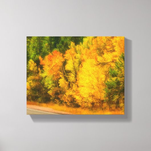 Autumn Yellow Aspen Trees Mountain Scenery Canvas Afdruk (Voorkant)