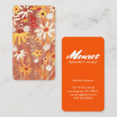 Autumn Yellow Red Waterverf Daisy Bouquet Elegant Visitekaartje (Voorkant / Achterkant)