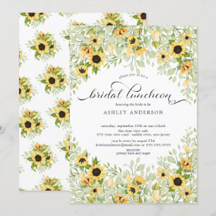 Autumn Yellow Sunflower Bridal Luncheon Kaart