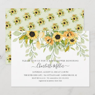 Autumn Yellow Sunflower Floral Baby shower Kaart