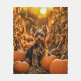 Autumn Yorkie Pup Fleece Deken