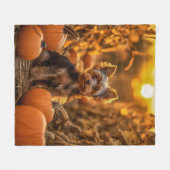 Autumn Yorkie Pup Fleece Deken (Voorkant (Horizontaal))