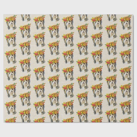 Autumn Yorkshire Terrier Cadeaupapier (Vlak)