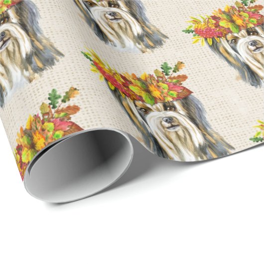 Autumn Yorkshire Terrier Cadeaupapier (Rol Hoek)