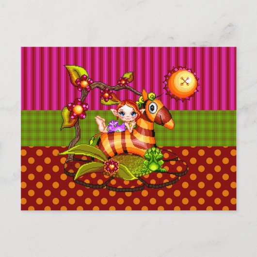 Autumn Zebra Pixel Art Briefkaart (Voorkant)