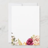 Autumnal Burgandy Floral & Gold Glitter Wedding Kaart (Achterkant)