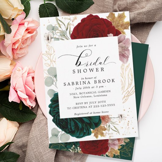 Autumnal Burgundy Emerald Greeny Vrijgezellenfeest Kaart