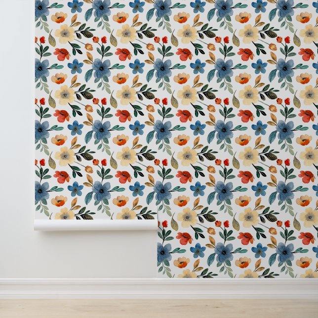 Autumnal Charm: Rustic Floral Behang (Applicatie)