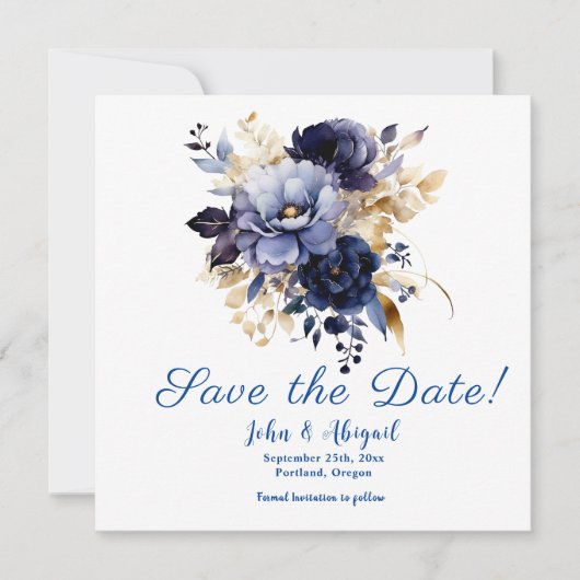 Autumnal Deep Blue Sla de datumaankondiging op Save The Date (Voorkant)