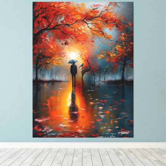 🌕🍂🎨 Autumnal Dreamscape 🌌✨ Canvas Afdruk (Insitu (Houten vloer))