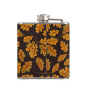 Autumnal eikenbladeren op donkerbruin heupfles (Achterkant)