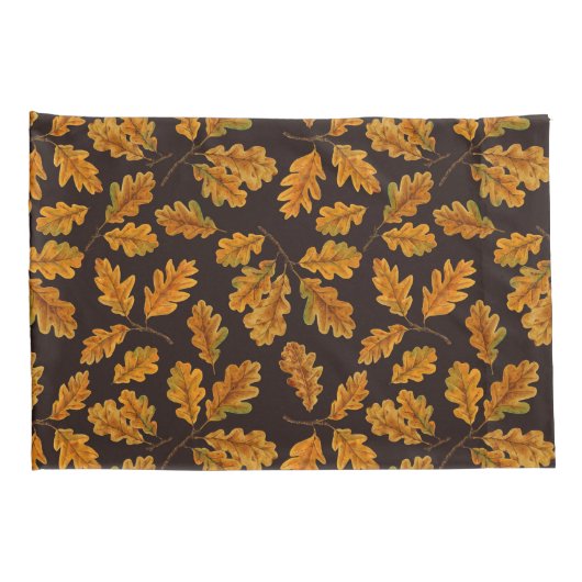 Autumnal eikenbladeren op donkerbruin kussensloop (Achterkant-Rechts)