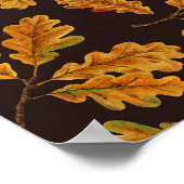 Autumnal eikenbladeren op donkerbruin poster (Hoek)