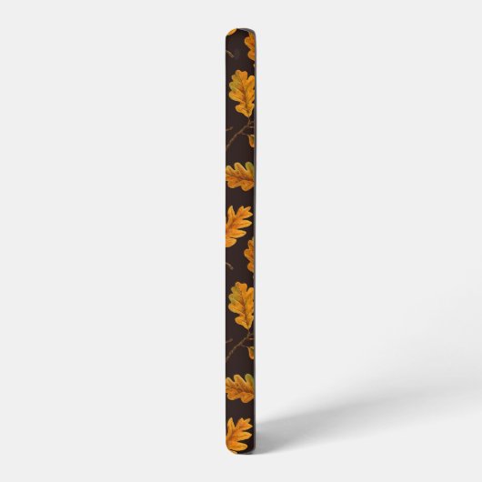 Autumnal eikenbladeren op donkerbruin samsung galaxy hoesje (Linkerkant)