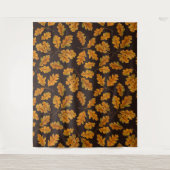 Autumnal eikenbladeren op donkerbruin wandkleed (Voorkant)