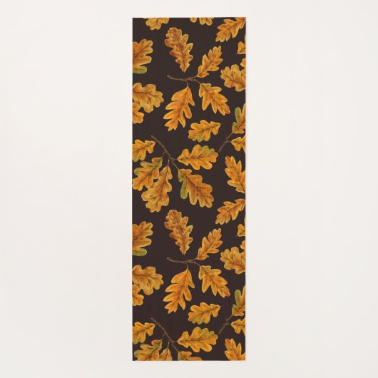 Autumnal eikenbladeren op donkerbruin yogamat (Achterkant)