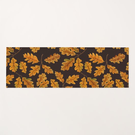 Autumnal eikenbladeren op donkerbruin yogamat (Voorkant (horizontaal))