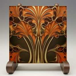 Autumnal Elegance Art Nouveau Tegeltje