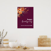 Autumnal flowers thanksgiving elegant burgundy poster (Keuken)