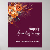 Autumnal flowers thanksgiving elegant burgundy poster (Voorkant)