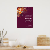 Autumnal flowers thanksgiving elegant burgundy poster (Keuken)