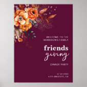 Autumnal flowers thanksgiving elegant burgundy poster (Voorkant)