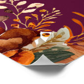 Autumnal flowers thanksgiving elegant burgundy poster (Hoek)
