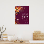 Autumnal flowers thanksgiving elegant burgundy poster (Keuken)