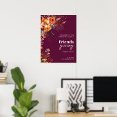 Autumnal flowers thanksgiving elegant burgundy poster (Thuiskantoor)