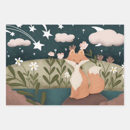 Autumnal Fox Gift Wrap Inpakpapier Vel (Voorkant)