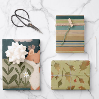 Autumnal Fox Gift Wrap Inpakpapier Vel