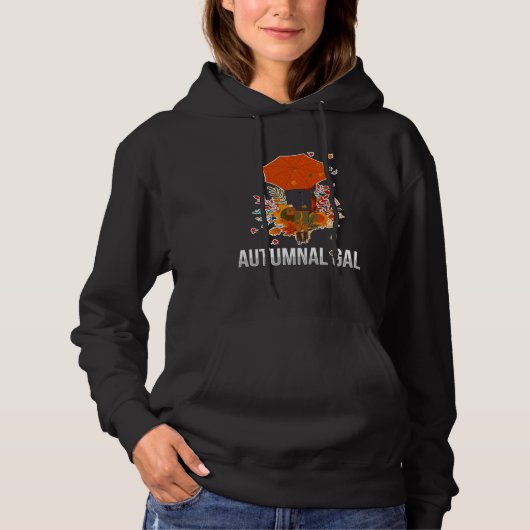 Autumnal Gal Fall Girl with Umbrella Hoodie (Voorkant)