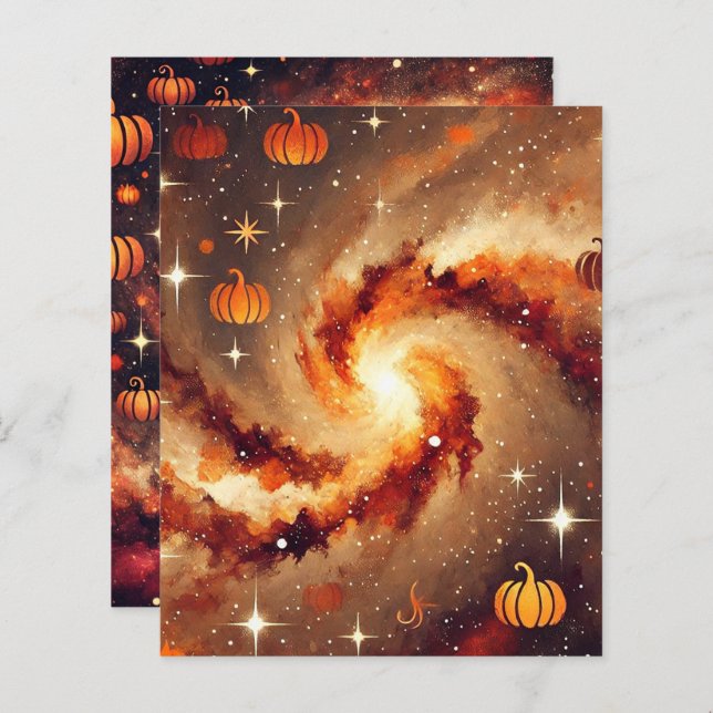Autumnal Galaxy Pumpkin Spice Scrapbook Paper (Voorkant / Achterkant)