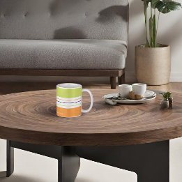 Autumnal Green and Oranje Stripes Koffiemok