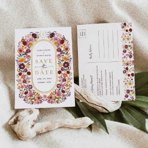 Autumnal Herfst Wildflower Save the Date Wedding Aankondigingskaart