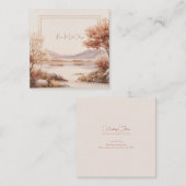 Autumnal Landscape Gold Frame Rustic Watercolor Vierkante Visitekaartje (Voorkant / Achterkant)