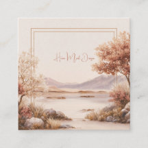 Autumnal Landscape Gold Frame Rustic Watercolor