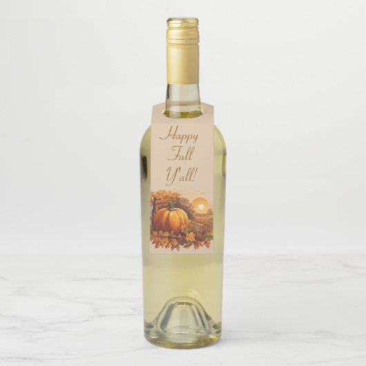 Autumnal Landscape Sunset Bottle Hanger Labels (Op fles)