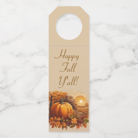 Autumnal Landscape Sunset Bottle Hanger Labels (Voorkant)