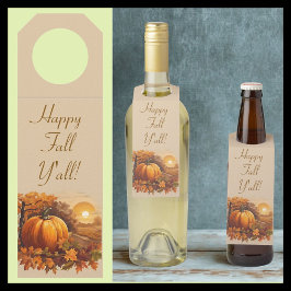 Autumnal Landscape Sunset Bottle Hanger Labels