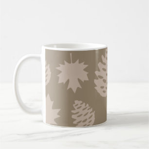 Autumnal Leafs & Pine Cones in Brown Tones Koffiemok