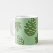 Autumnal Leafs & Pine Cones in Green Tones Koffiemok (Voorkant links)