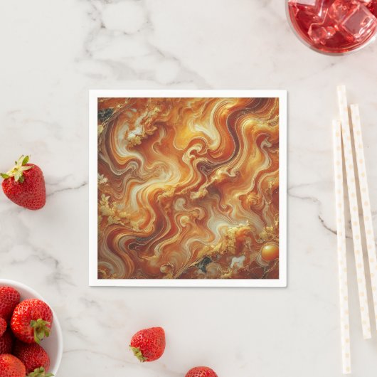 Autumnal Marble Gold & Sinaasappel Découpage Serve Servet (Insitu)